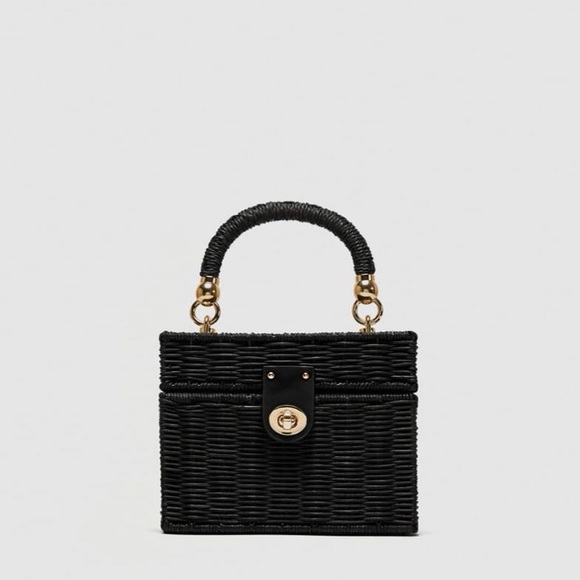Zara Handbags - ZARA Black Woven Box Bag
